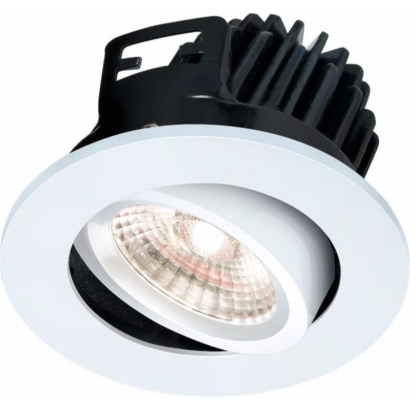 FireKnight Tilt 7W IP20 LED Downlight With White Bezel - Warm White