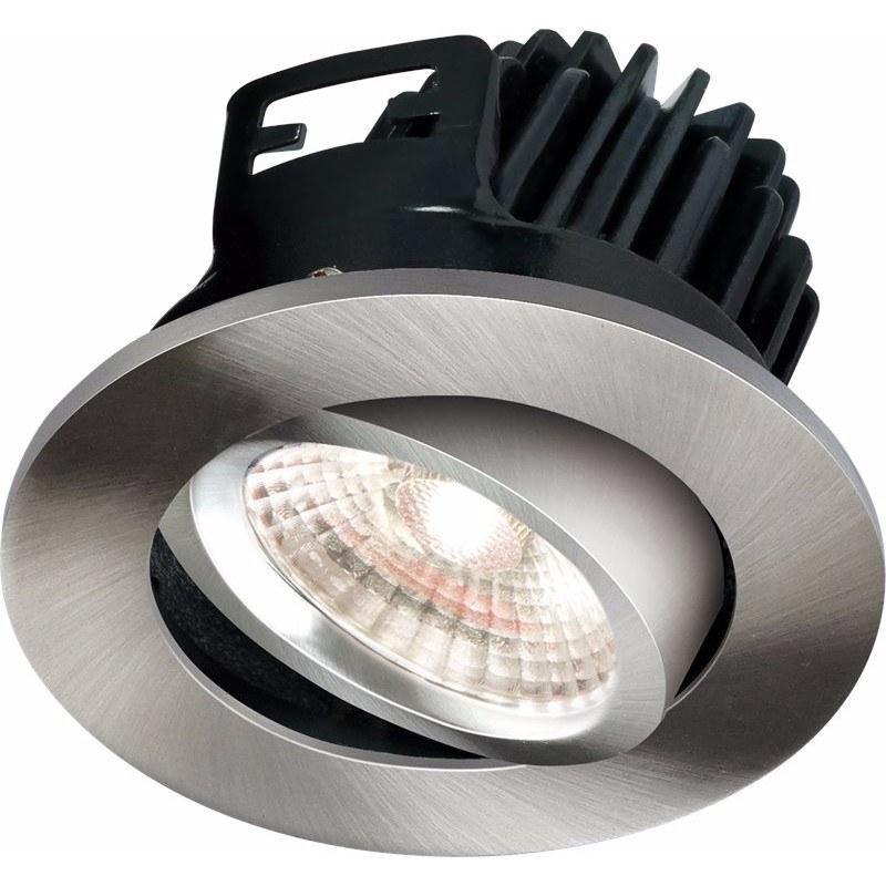 FireKnight Tilt 7W IP20 LED Downlight With Brushed Chrome Bezel - Warm White