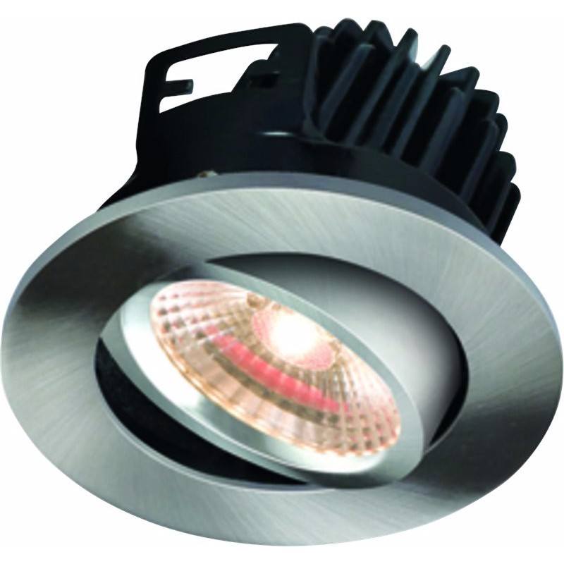 FireKnight Tilt 7W IP20 LED Downlight With Brushed Chrome Bezel - Warm White