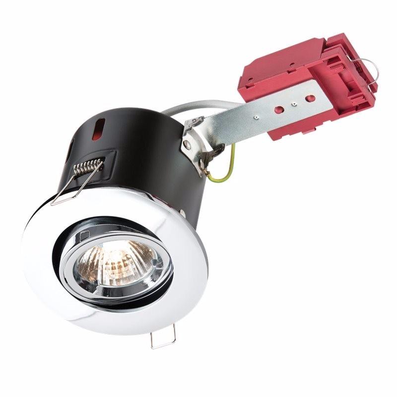 GU10 50W 230V LED Compatible IC Fire Rated Tilting Downlight - Polished Chrome