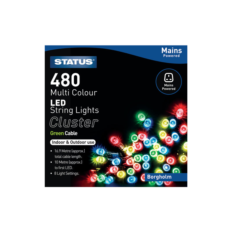 Status 480 LED Indoor/Outdoor Mains Cluster Lights - Multi Coloured