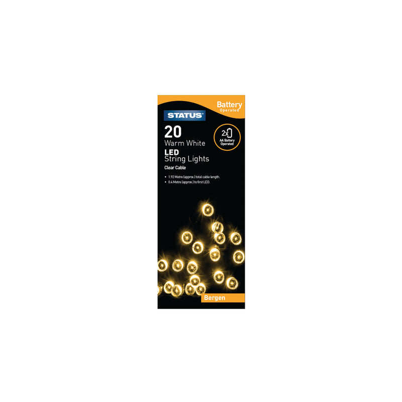 Status 20 LED Indoor Battery String Lights - Warm White