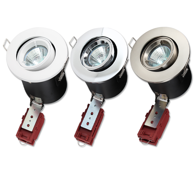 Knightsbridge MR16 50W 12V Low Voltage 90 Minute Fire Rated Tilting Downlight, Brushed Chrome