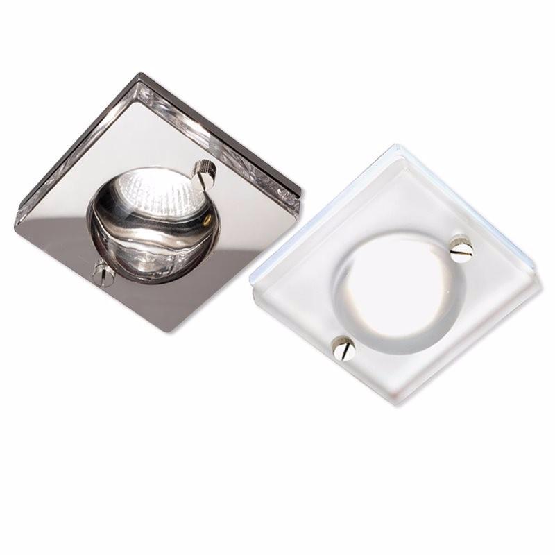 Knightsbridge 50W IP65 Decorative Square Glass Bathroom Downlight, Frosted Glass