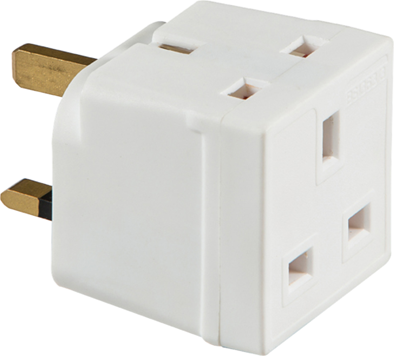 13 Amp Two Way Unfused Electrical Three Pin UK Mains Adaptor