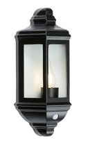 Knightsbridge IP33 60W Die-Cast Aluminium Clear Glass Wall lantern with PIR Sensor