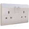 Sline 13A White 2G Twin 230V UK 3 Switched Electric Wall Socket