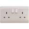 Sline 13A White 2G Twin 230V UK 3 Switched Electric Wall Socket