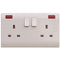 S Line 2 Gang 13a Switched Socket Double Pole + Neon, White