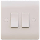 Sline 10A White 2G Twin 2 Way 230V Electric Wall Plate Switch