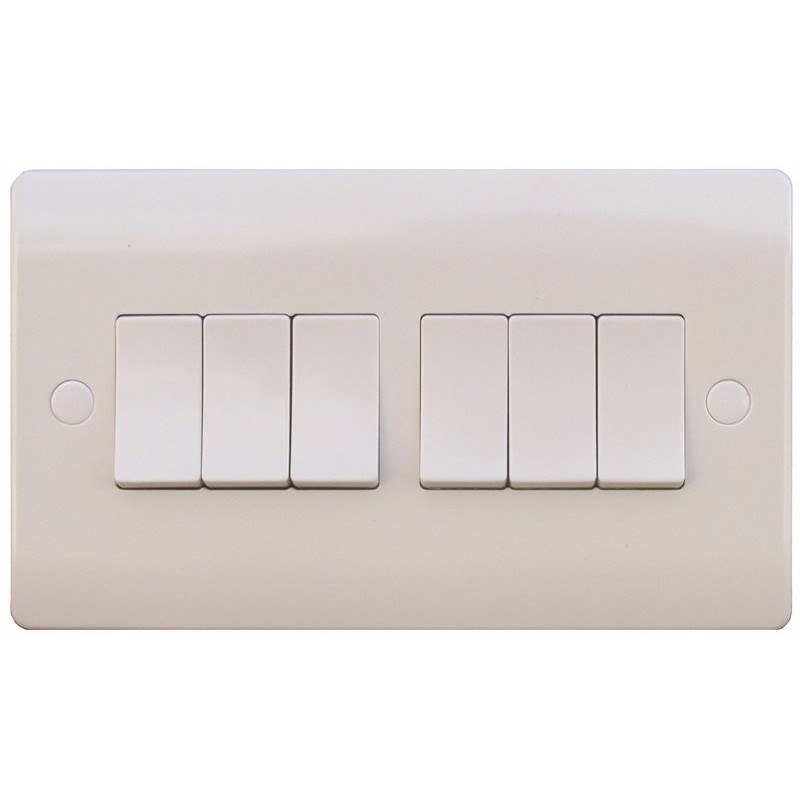 Sline 10A White 6G 2 Way 230V Electric Wall Plate Switch