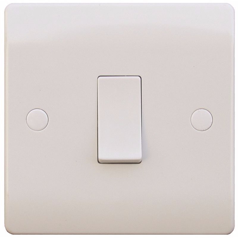 S Line 10a 1 Gang DP Switch, White