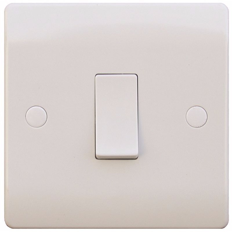 Sline 10A White 1G Double Pole 230V Electric Wall Plate Switch