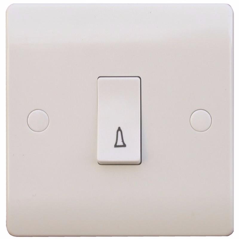 S Line 10a 1 Gang Bell Switch, White