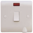 Sline 20A White 1G Double Pole 230V Electric Wall Plate Switch With Neon & Flex Outlet
