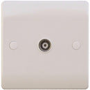 Sline White Coaxial TV Outlet Un-Isolated Single Wall Plate