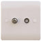 Sline White Twin Coaxial and Satellite TV Outlet Isolated Single Wall Plate