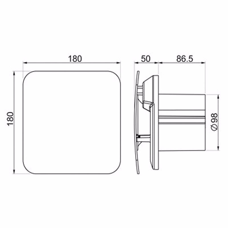 Simply Silent C4S Contour 4 100mm Square Bathroom Extrator Fan