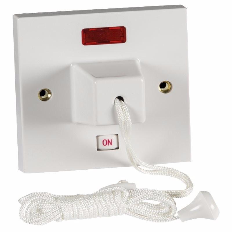 45 Amp Double Pole Ceiling Pullcord Switch with Neon