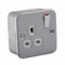 1G DP 13A Metal Clad 230V UK 3 Pin Switched Electric Wall Socket