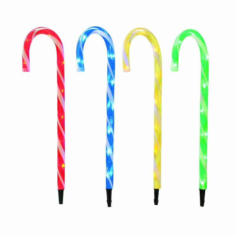 Premier Decorations 62cm 4 Piece Candy Cane Christmas Path Lights