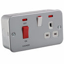 45A 2G DP 230V Metal Clad Electric Switch With Neon and Socket