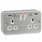 Metal Clad 13A 2 Gang Switched Socket With 2 USB 5V Charger Ports