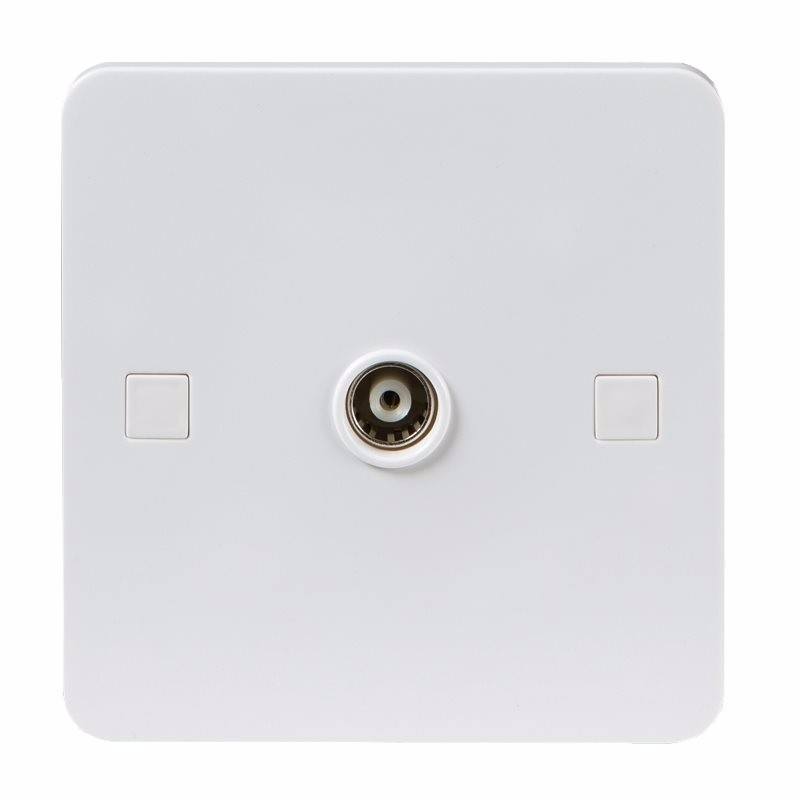 Knightsbridge Pure 4mm White Coaxial TV Outlet Un-Isolated Single Wall Plate