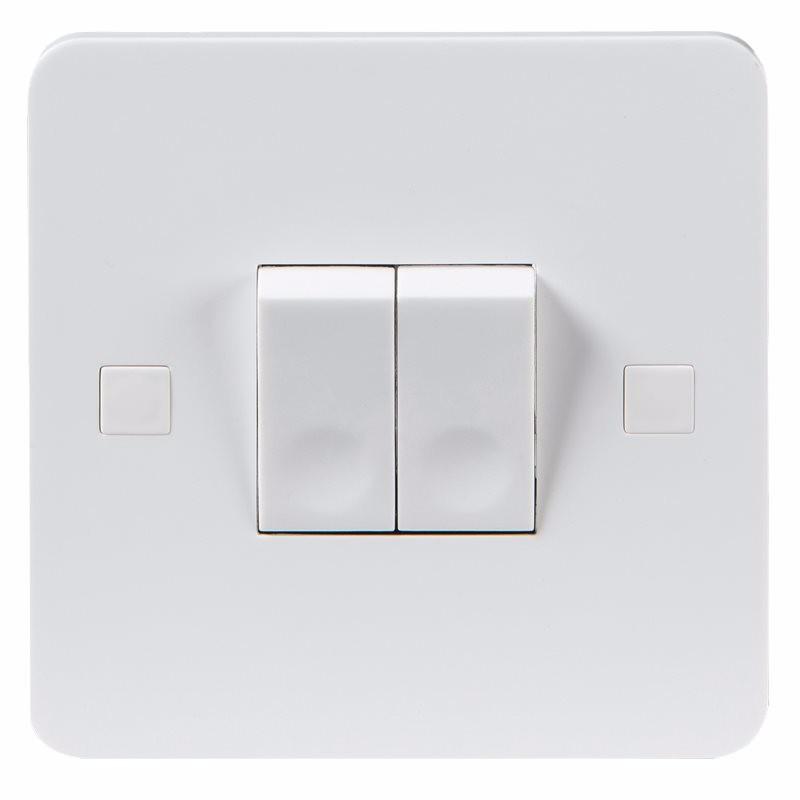 Knightsbridge Pure 4mm 10A White 2G Twin 2 Way 230V Electric Wall Plate Switch