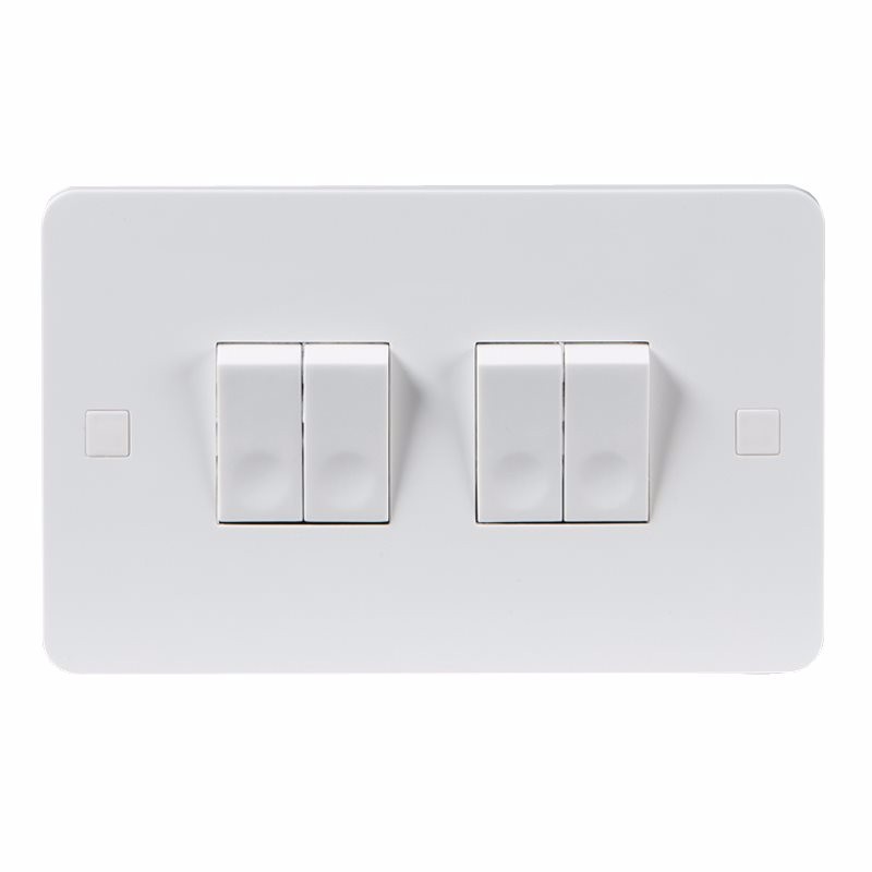 Knightsbridge Pure 4mm 10A White 4G 2 Way 230V Electric Wall Plate Switch