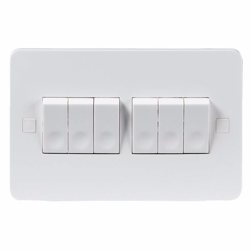 Knightsbridge Pure 4mm 10A White 6G 2 Way 230V Electric Wall Plate Switch