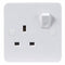 Knightsbridge Pure 4mm 13A White 1G Single 230V UK 3 Pin Switched Electric Wall Socket