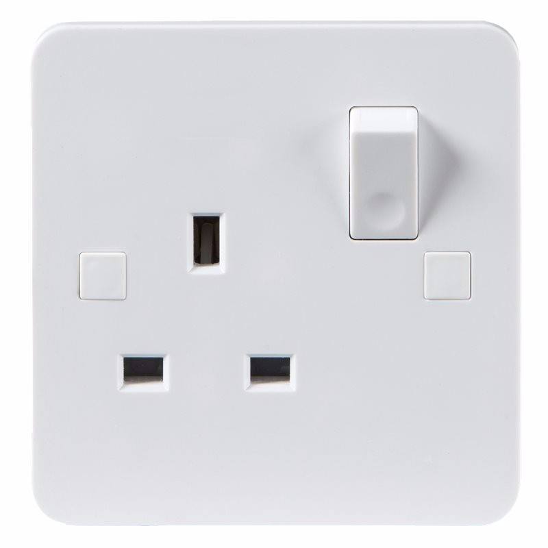 Knightsbridge Pure 4mm 13A White 1G Single 230V UK 3 Pin Switched Electric Wall Socket