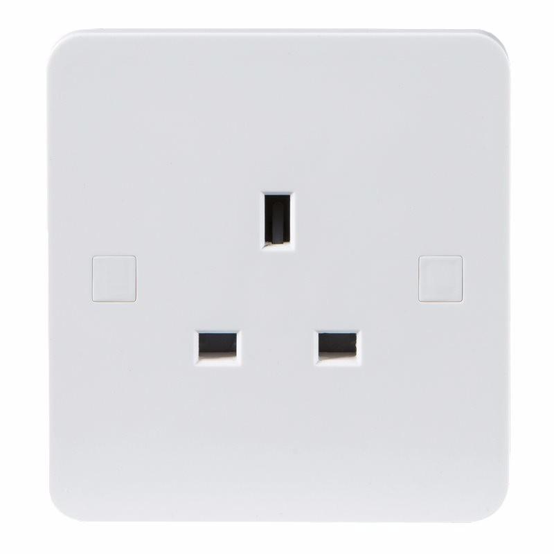 Knightsbridge Pure 4mm 13A White 1G Single 230V UK 3 Pin Unswitched Electric Wall Socket