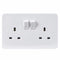 Knightsbridge Pure 4mm 13A White Slimline 2G Twin 230V UK 3 Switched Electric Wall Socket