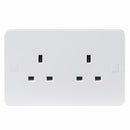 Knightsbridge Pure 4mm 13A White 2G Twin 230V UK 3 Pin Unswitched Electric Wall Socket