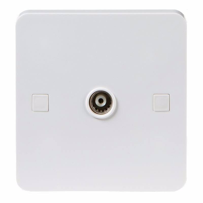 Knightsbridge Pure 9mm White Coaxial TV Outlet Un-Isolated Single Wall Plate