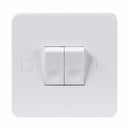 Knightsbridge Pure 9mm 10A White 2G Twin 2 Way 230V Electric Wall Plate Switch