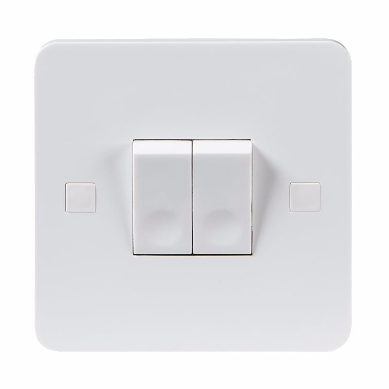 Knightsbridge Pure 9mm 10A White 2G Twin 2 Way 230V Electric Wall Plate Switch