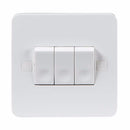 Knightsbridge Pure 9mm 10A White 3G 2 Way 230V Electric Wall Plate Switch