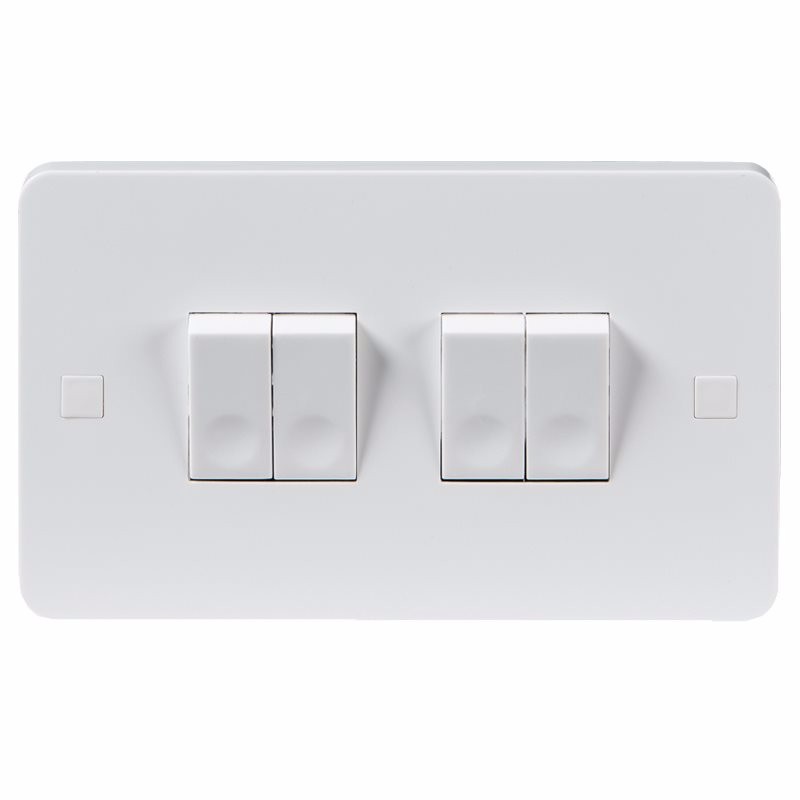 Knightsbridge Pure 9mm 10A White 4G 2 Way 230V Electric Wall Plate Switch