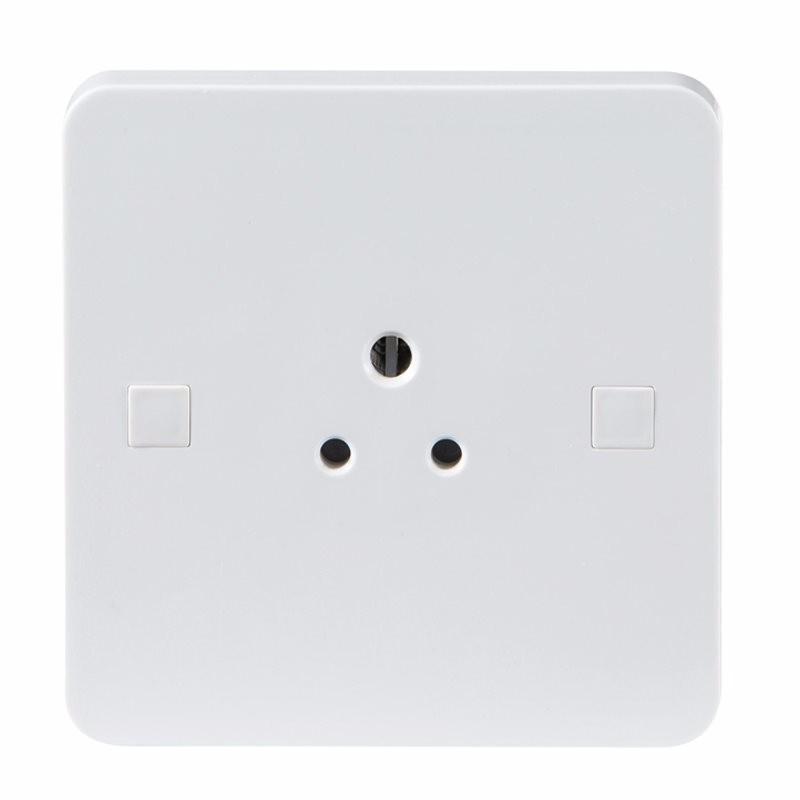 Knightsbridge Pure 9mm 5A White Round Pin 1G Single 230V Unswitched Socket