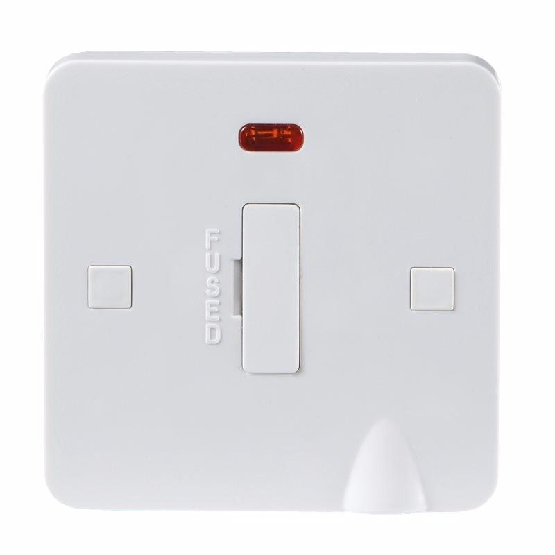 Knightsbridge Pure 9mm White 13a Fused Connection Unit With Neon Indicator And Flex Outlet