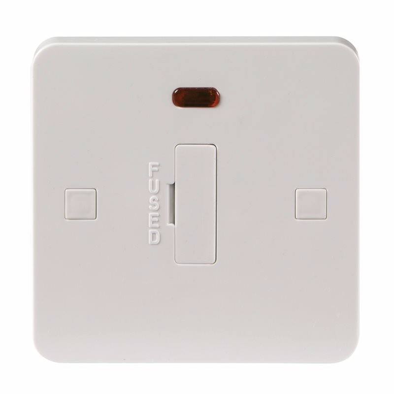 Knightsbridge Pure 9mm 13A White Connection Unit with Neon Fused Electric Wall Plate