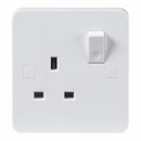 Knightsbridge Pure 9mm 13A White 1G Single 230V UK 3 Pin Switched Electric Wall Socket