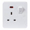 Knightsbridge Pure 9mm 1 Gang White 13a Switched Single Pole UK Plug Socket with Neon