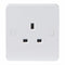 Knightsbridge Pure 9mm 13A White 1G Single 230V UK 3 Pin Unswitched Electric Wall Socket