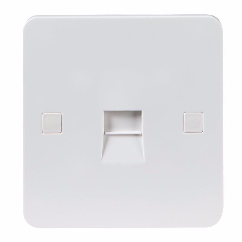 Knightsbridge Pure 9mm 1G White Telephone Extension Socket Flush Wall Switch