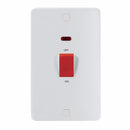 Knightsbridge Pure 9mm 45A White 2G Double Pole 230V Electric Cooker Wall Plate Switch With Neon