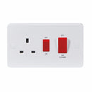 Knightsbridge Pure 9mm 45A White 2G Double Pole 230V Electric Wall Plate Cooker Switch and 13A Socket